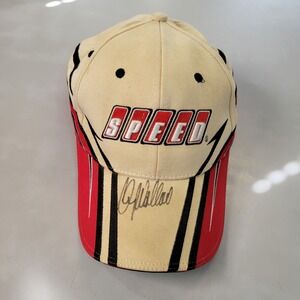 Autographed SPEED‎ Racing Cap Signed Beige Red Black NASCAR